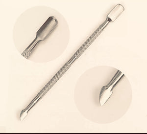 Cuticle pusher and knife