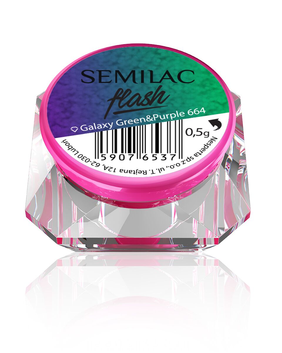 Semilac Flash Galaxy Green & Purple 664, .5g